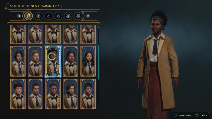 Das erste Auswahlmenü in Hogwarts Legacy. (Bild: Warner Bros / Screenshot: Golem.de)